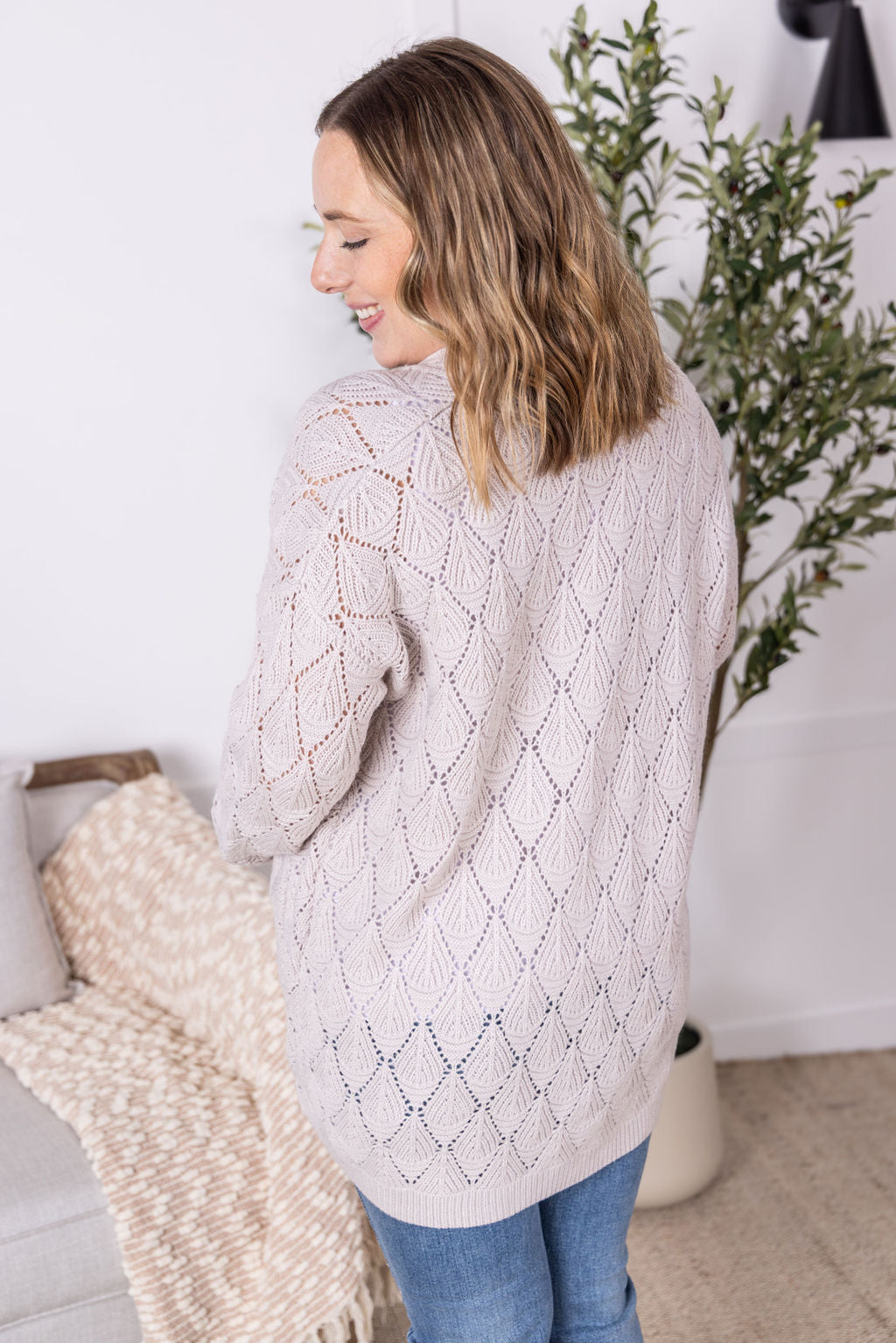Open Knit Cardigan - Neutral